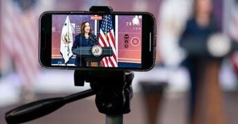 Kamala Harris delivers remarks to the National Congress of American Indians Annual Conference, Tuesday, Oct. 12, 2021 in the South Court Auditorium of the Eisenhower Executive Office Building at the White House. (Official White House photo by Lawrence Jackson)